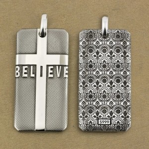 Kruis hanger Believe - 999 zilver