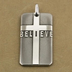 Kruis hanger Believe - 999 zilver