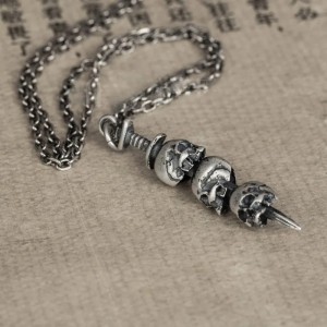 Skull Knife Pendant - 925 Silver