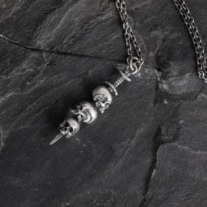 Skull Knife Pendant - 925 Silver