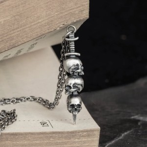 Skull mes hanger - 925 Zilver
