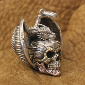 Dragon and Skull Pendant – Available in Two Variants – 925 Silver