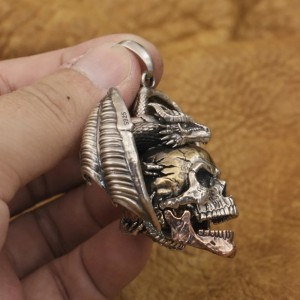 Dragon and Skull Pendant – Available in Two Variants – 925 Silver