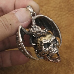 Dragon and Skull Pendant – Available in Two Variants – 925 Silver