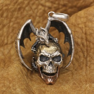 Dragon and Skull Pendant – Available in Two Variants – 925 Silver