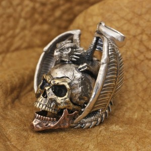 Dragon and Skull Pendant – Available in Two Variants – 925 Silver