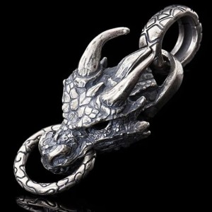 Draken kop hanger - 925 Zilver