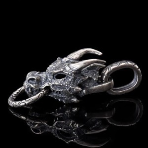 Draken kop hanger - 925 Zilver