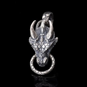 Draken kop hanger - 925 Zilver
