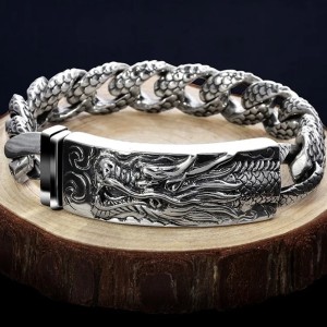 Draak Armband 14 mm dikte - 925 Zilver