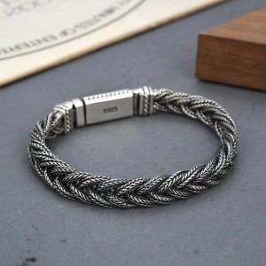 Gevlochten Armband 10 mm dikte - 925 Zilver
