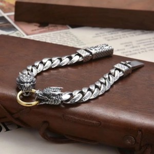 Draak Armband 14 mm dikte - 925 Zilver