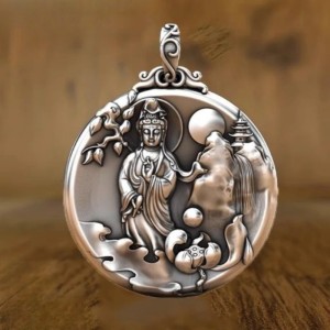 Ronde Lotus Avalokitesvara Hanger – 999 Zilver