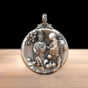Ronde Lotus Avalokitesvara Hanger – 999 Zilver