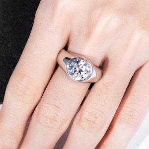 Exclusieve ring met 4 Karaat Moissanite – 10 mm - 925 zilver