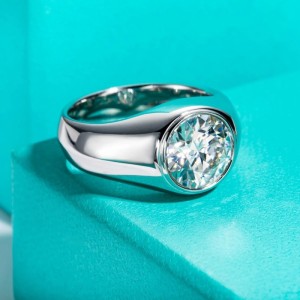 Exclusieve ring met 4 Karaat Moissanite – 10 mm - 925 zilver
