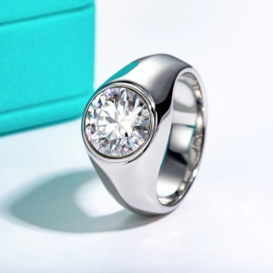 Exclusieve ring met 4 Karaat Moissanite – 10 mm - 925 zilver