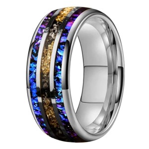 Nicole - Zilver kleur met kleurrijk opaal