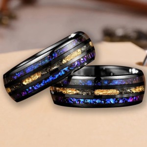 Nicole - Zwart en Ingelegd met kleurrijk opaal