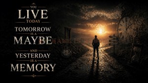 You Life today, Tomorow is a Maybe and Yesterday is a memory 