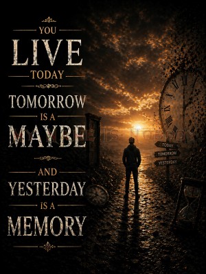 You Life today, Tomorow is a Maybe and Yesterday is a memory 
